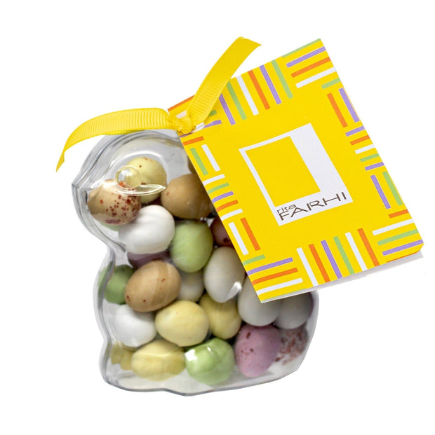Milk Chocolate Speckled Mini Eggs in a Plastic Bunny Gift Box Gift Giving RJF Farhi 