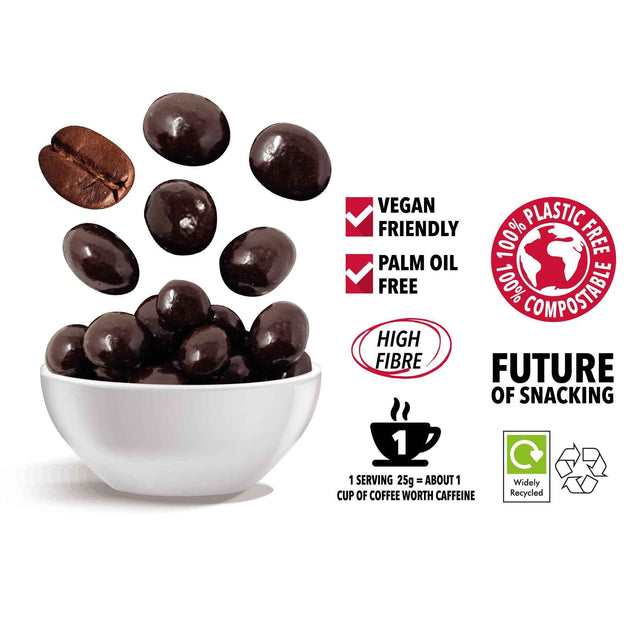 Belgian Dark Chocolate Roasted Coffee Beans, Pack of 10 x 50g Farhi