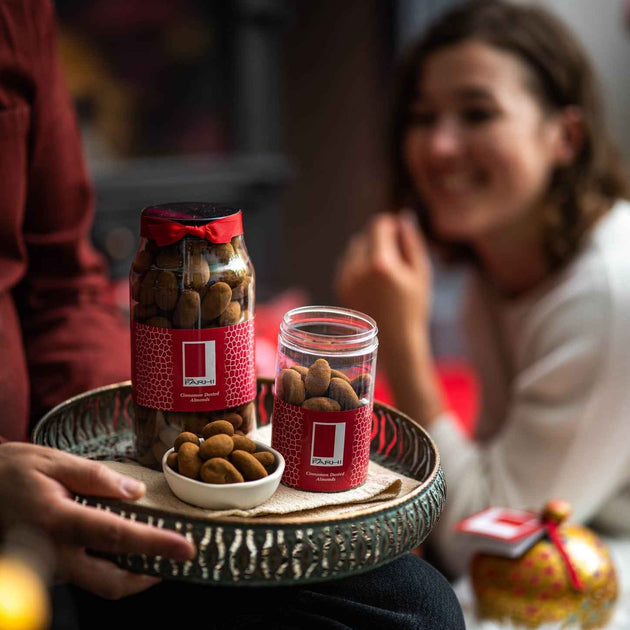 Cinnamon Dusted Milk Chocolate Coated Almond Gift Jar, Palm Oil Free, 770g Rita Farhi