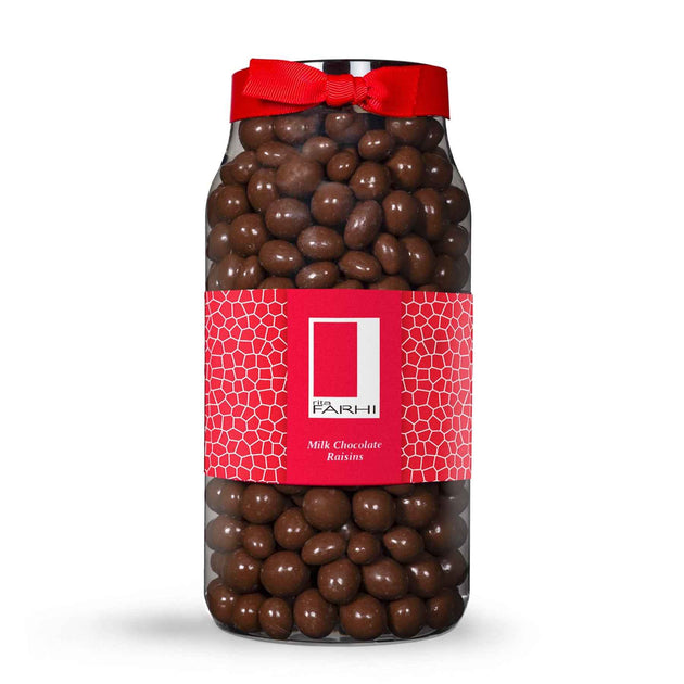 Milk Chocolate Coated Jumbo Raisins, Luxury Gift Jar, Palm Oil Free