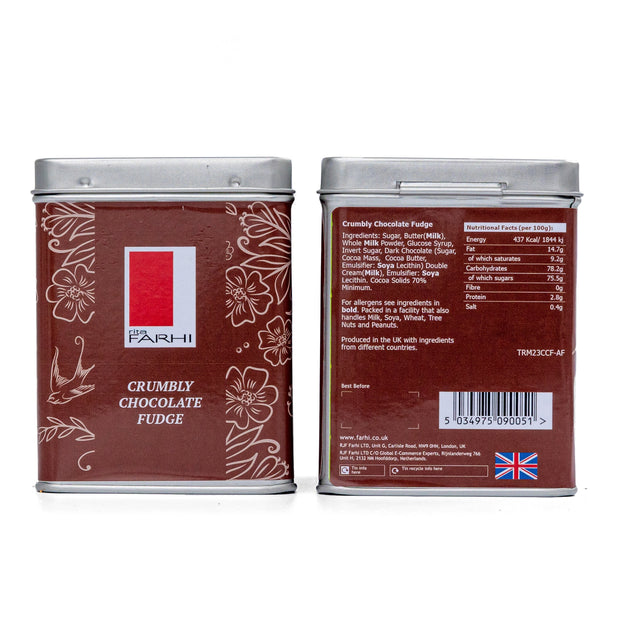 Crumbly Chocolate Fudge in Tin, 130g Gift Giving RJF Farhi 