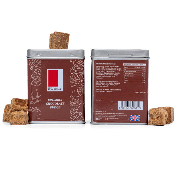 Crumbly Chocolate Fudge in Tin, 130g Gift Giving RJF Farhi 