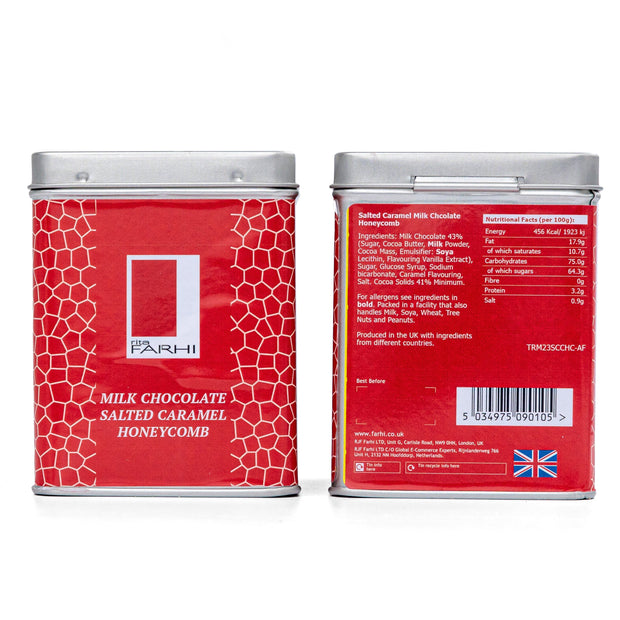 Milk Chocolate Salted Honeycomb in Tin, 80g Gift Giving RJF Farhi 