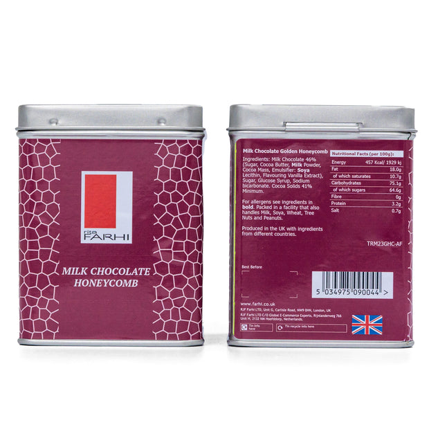 Milk Chocolate Honeycomb in Tin, 80g Gift Giving RJF Farhi 