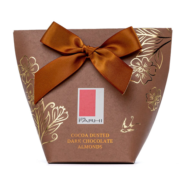Cocoa Dusted Dark Chocolate Almonds in Bow Box, 130g