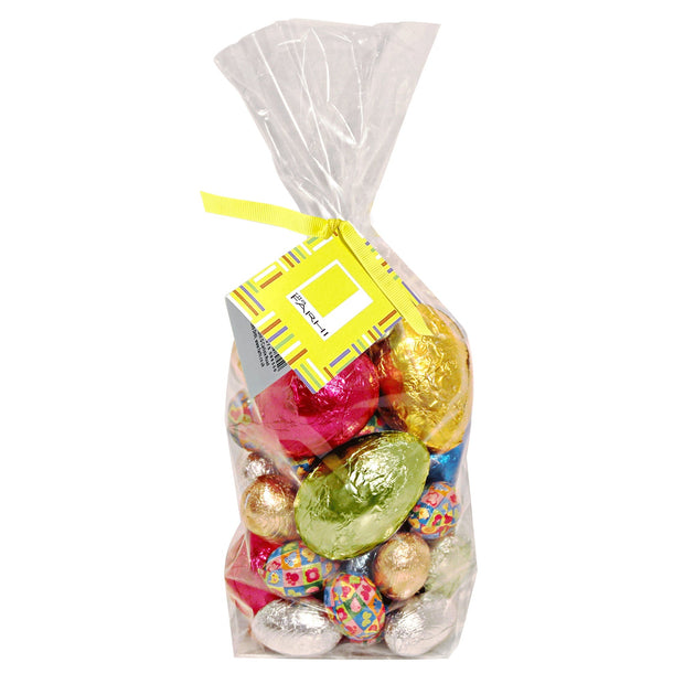 Foiled milk chocolate eggs assortment in a giftbag