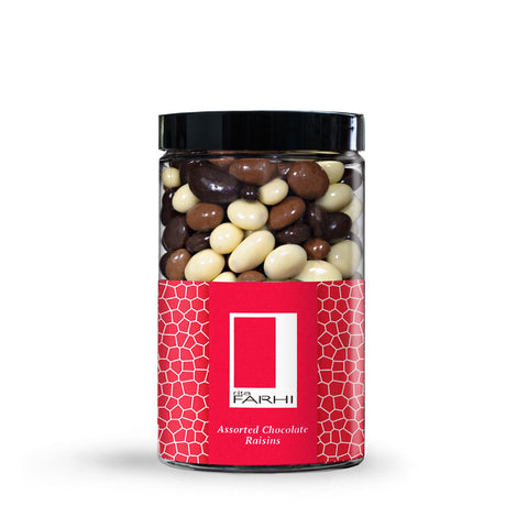 Assorted Chocolate Raisins Gift Jar Gift Giving RJF Farhi 