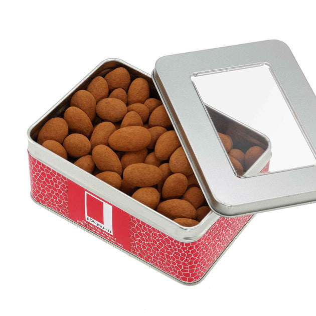 Cinnamon Dusted Milk Chocolate Coated Almond Gift Tin, Palm Oil Free, 500g Rita Farhi