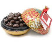 Handmade Bonbonnière filled with Assorted Foil Wrapped Milk Chocolate Pralines with Crunch, 130g Gift Giving RJF Farhi 