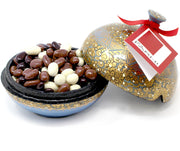 Assorted Chocolate Almonds Handmade Papier Mache Large Bonbonnière 260g Gift Giving Rita Farhi 