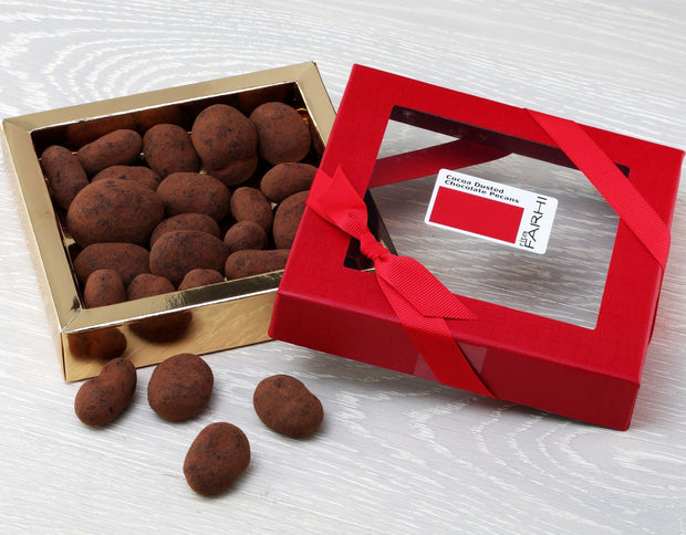 Cocoa Dusted Milk Chocolate Coated Caramelised Pecans with a Hint of Gianduja, Palm Oil Free, 200g