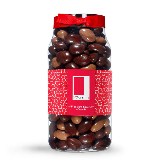 Milk and Dark Chocolate Almonds Luxury Gift Jar Gift Giving RJF Farhi 