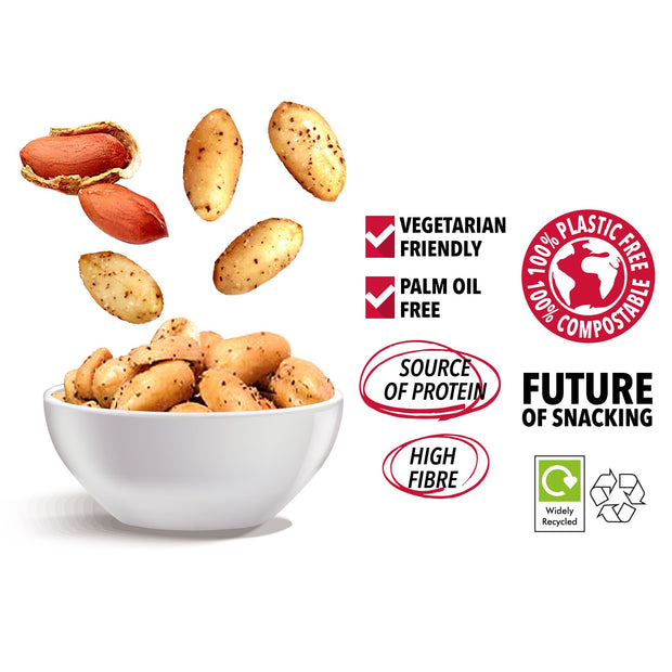 Sea Salt & Black Pepper Peanuts in a Snack Box X 10 RJF Farhi 