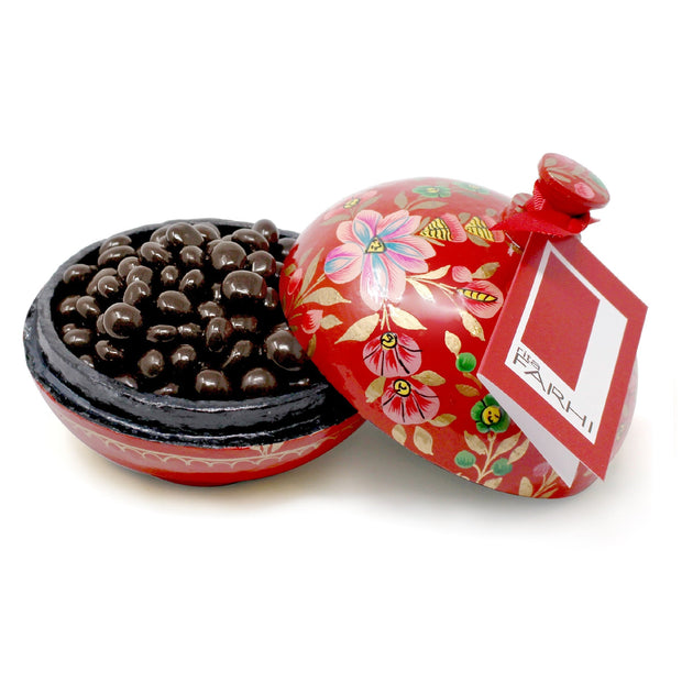 Handmade Bonbonnière Filled With Dark Chocolate Coated Coffee Beans, 130g Gift Giving RJF Farhi 