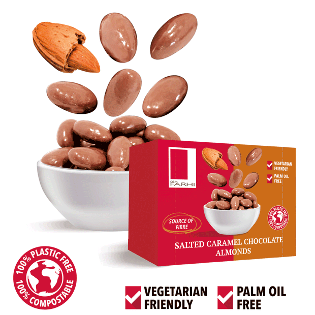 Salted Caramel Chocolate Coated Almonds (Pack of 10 x 55g)