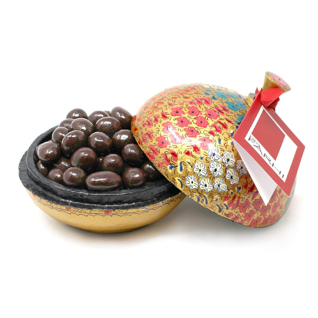 Handmade Bonbonni&egrave;re filled with Assorted Chocolate Coated Almonds, Palm Oil Free, 130g